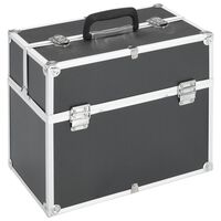 vidaXL Make-up Case 38x23x34 cm Black Aluminium