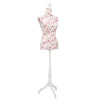 vidaXL Maniquí de busto de mujer algodón blanco con rosas