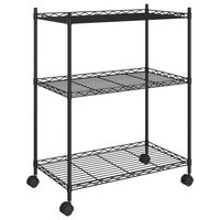 324626 vidaXL 3-Tier Storage Rack with Wheels 60x35x81 cm Black 150 kg