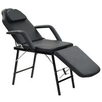 vidaXL Portable Facial Treatment Chair Faux Leather 185x78x76 cm Black